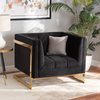 Baxton Studio Ambra Glam and Luxe Black Velvet Fabric Upholstered and Button Tufted Armchair with Gold-Tone Frame 204-11713